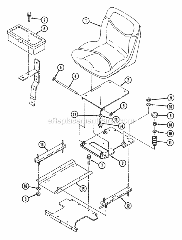 Seat And Tool Box Diagram and Parts List for 544-412D100, 546-412D100 Cub Cadet Lawn Tractor